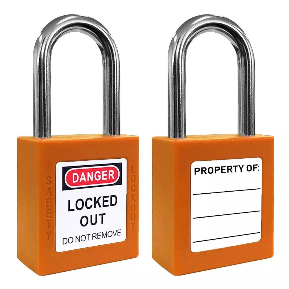 BRADY LOCKOUT/TAGOUT PADLOCK & SHACKLE 2 Keys & Labels - A43637