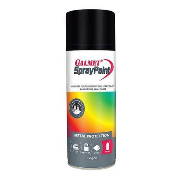 Galmet Spray Paint Enamel 350g, Black High Gloss GSPBLA350