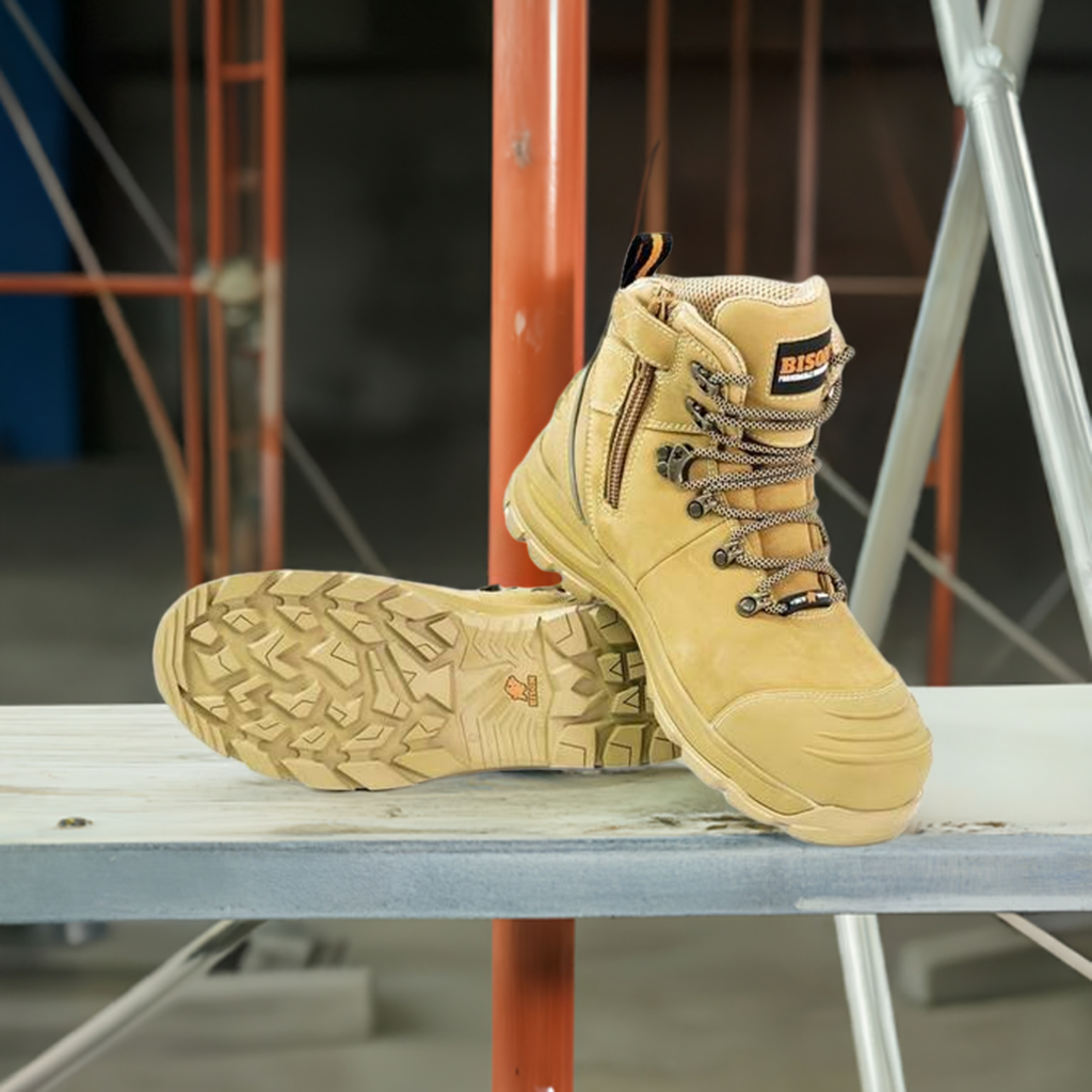 Safety Boot Lace Up Side Zip Bison XT Wheat XTLZWHE