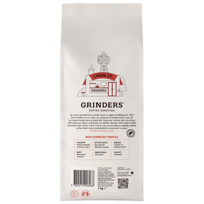 Grinders Rich Espresso Medium Dark Roast Coffee Beans 1kg