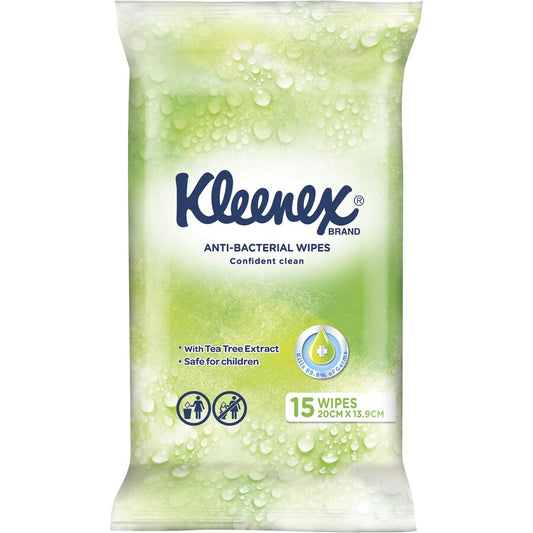 Kleenex Antibacterial Wet Wipes Pack of 15 Wipes