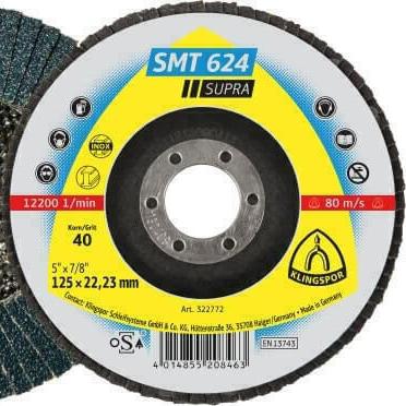 Klingspor SMT 624 Flap Disk 125 x 22mm 60 Grit Box of 5 322774