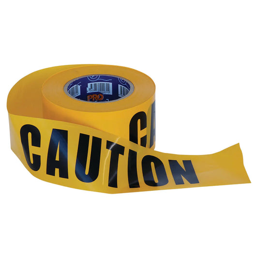 PRO SAFETY Barricade Tape - 75mm x 100m CAUTION Yellow and Black CT10075