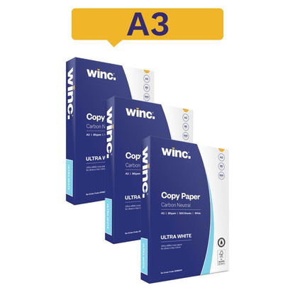 Copy Paper A3 80gsm Winc Carbon Neutral Ultra White - Box of 3 Reams