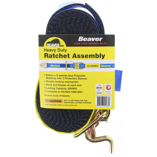 Ratchet Strap Beaver Heavy Duty Ratchet Tie Down Assembly 2500kg 9m