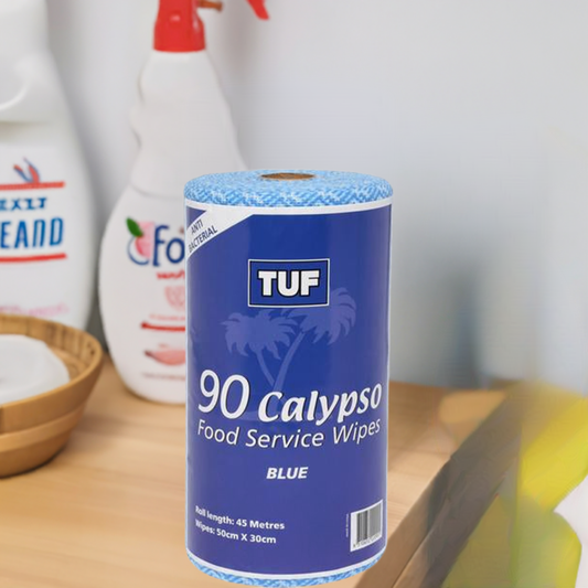 Tuf Calypso Food Service Antibacterial Wipes Blue Roll 90 Sheets