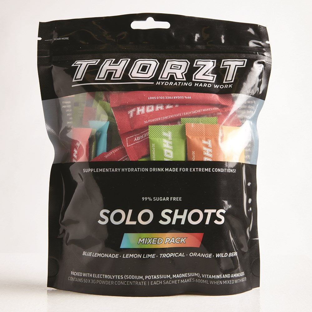 Electrolytes Thorzt Sugar Free 3g Solo Shot Mixed Flavours Pack of 50 SSSFMIX