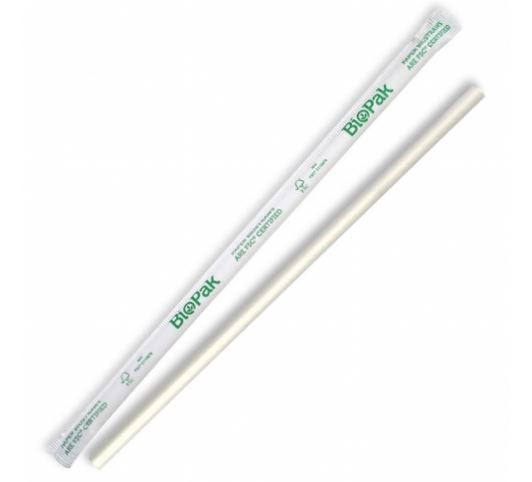 BioPak Flexible Paper Bio Straw 6mm x 197mm Individually Wrapped - 2500 per Carton