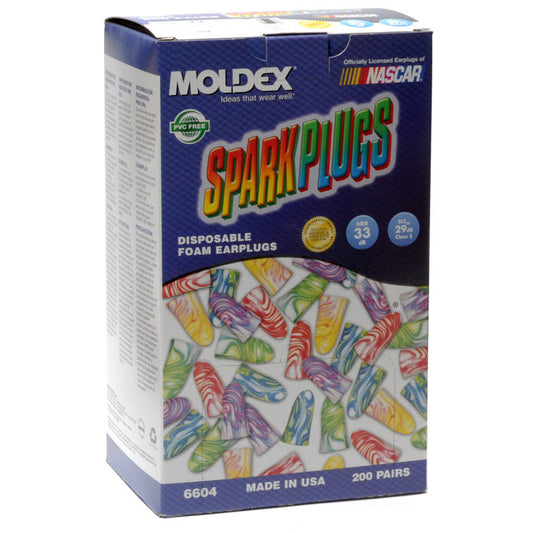 Moldex SparkPlugs disposable foam earplugs, 200 pairs, ideal uncorded earplugs for industrial use